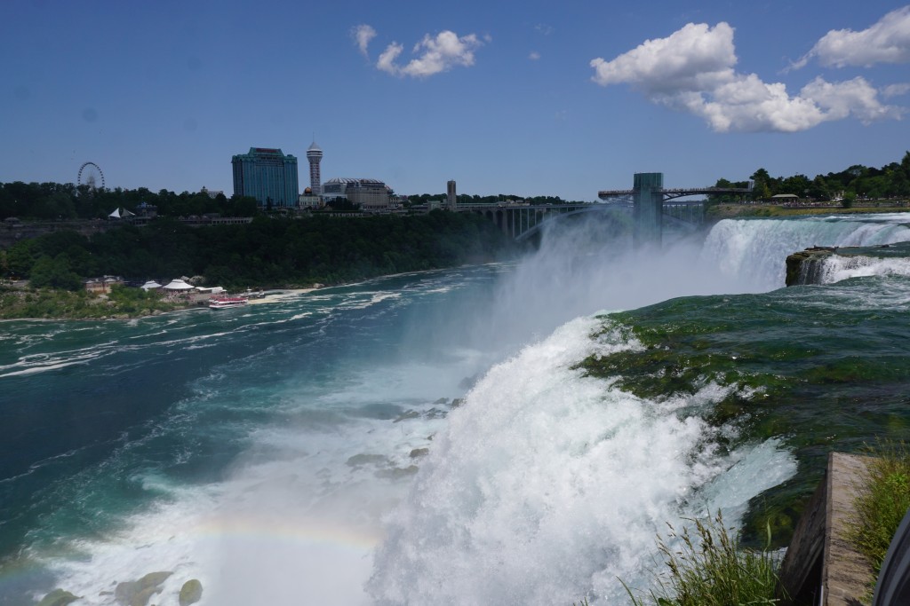 The brink of American Falls as seen from Luna Island (Rainbow Bridge in background)